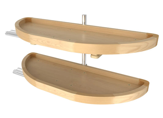 Rev-A-Shelf 4WLS882 Series (2) Shelf Wood Classic Half-Moon Lazy Susan w/ Pivot and Slide