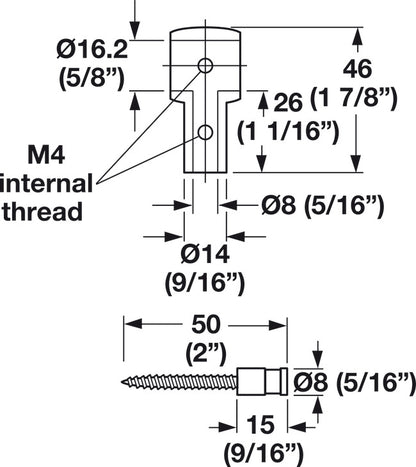 Hafele Railing Post, Kitchen Rail System, Polished Chrome