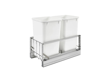 Rev-A-Shelf 5349 Series Aluminum Bottom Mount Waste Container Pullouts with Soft-Close