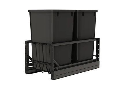Rev-A-Shelf 5349 Series Aluminum Bottom Mount Waste Container Pullouts with Soft-Close