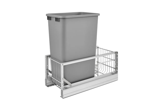 Rev-A-Shelf 5349 Series Aluminum Bottom Mount Waste Container Pullouts with Soft-Close