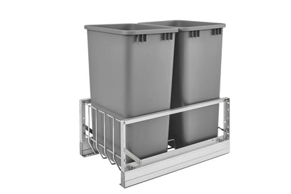 Rev-A-Shelf 5349 Series Aluminum Bottom Mount Waste Container Pullouts with Soft-Close