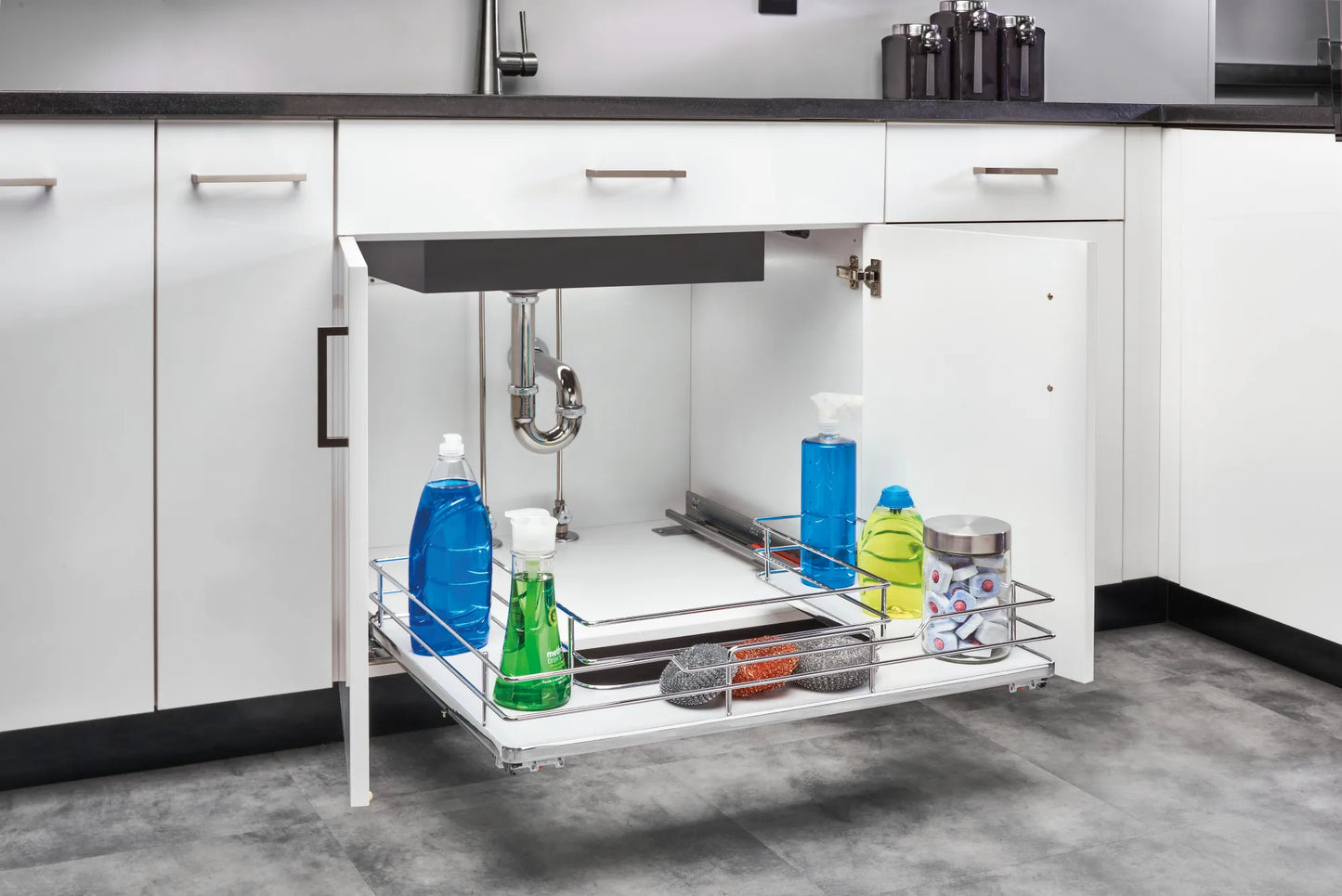 Rev-A-Shelf 5386 Series U-Shaped Solid Bottom Vanity Pullout with Soft-Close