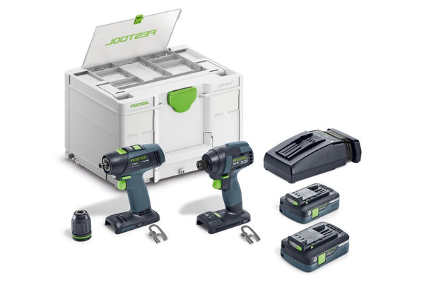 Festool 577615 TID 18 Cordless Impact Driver & T 18 Drill 4.0Ah Combo Kit with Systainer3