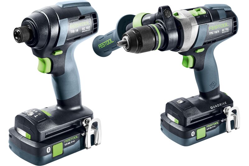 Festool 577616 QUADRIVE TPC 18/4 Cordless Hammer Drill & TID 18 Impact Driver Combo Kit with Systainer3