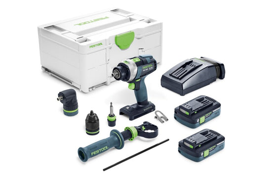Festool 577626 QUADRIVE TPC 18/4 Cordless Hammer Drill 18V 4.0Ah Set with Systainer3