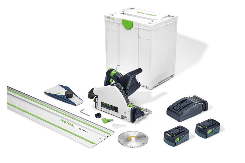 Festool 577664 TSC 55 KEBI-Plus-F-FS Cordless Track Saw with 55 inch Guide Rail, Bluetooth 5.2Ah Kit with Kickback Stop