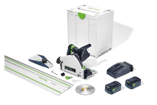 Festool 577664 TSC 55 KEBI-Plus-F-FS Cordless Track Saw with 55 inch Guide Rail, Bluetooth 5.2Ah Kit with Kickback Stop