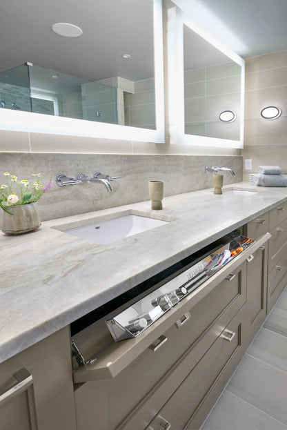 Rev-A-Shelf 6581 Stainless Steel Sink Front Tip-Out Tray Set (One Tray and Hinge Pair) with Soft-Close
