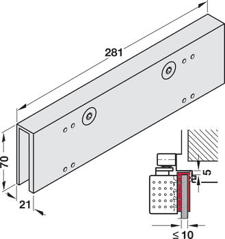 HAFELE GLASS DOOR SHOE TS 92 8-10MM STA ST FIN