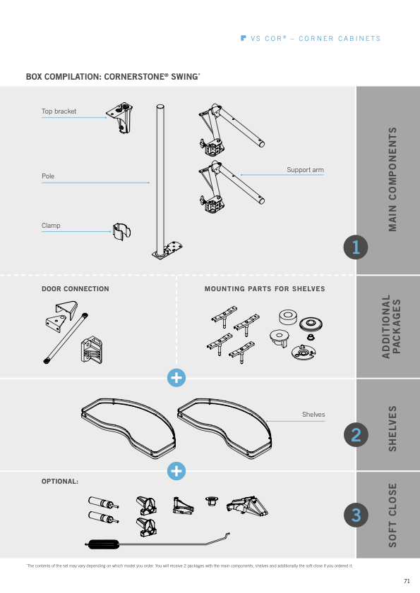 Vauth Sagel CORNERSTONE® Swing Scalea Blind Corner Optimizer, Premium 2-Tray Set