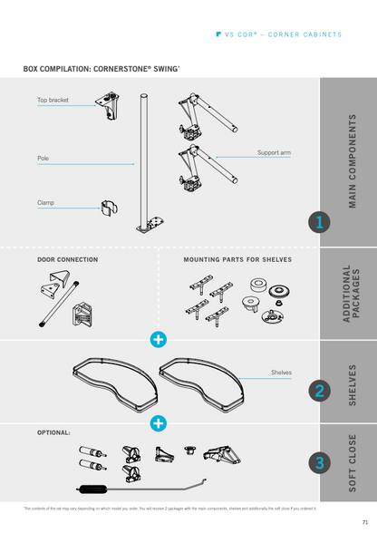 Vauth Sagel CORNERSTONE® Swing Scalea Blind Corner Optimizer, Premium 2-Tray Set
