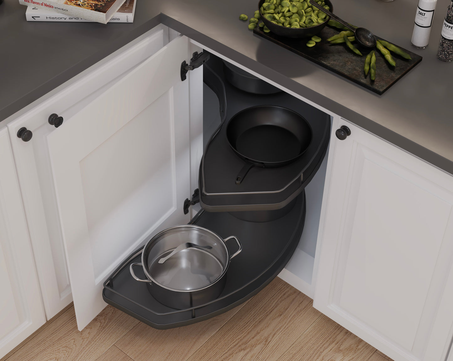 Vauth Sagel CORNERSTONE® Swing Scalea Blind Corner Optimizer, Premium 2-Tray Set