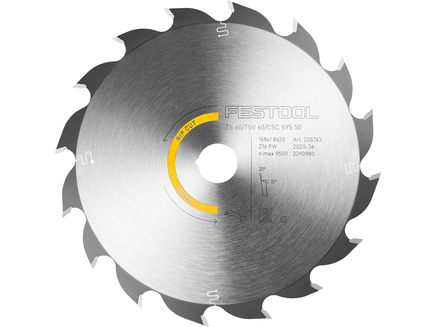 Festool 205770 Wood Rip Cut HW Saw Blade 168x1,8x20 PW16