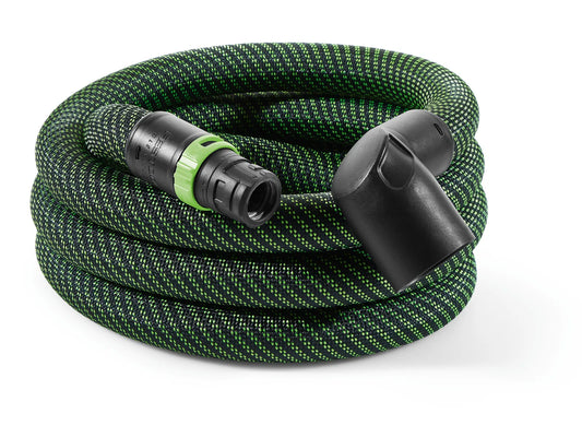 Festool 577161 Antistaic Braided Suction Hose with Rotating Angle Adapter 27/32mm x 11 Foot 6 Inches