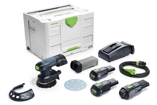 Festool 577691 ETSC 125 18V Brushless Hybrid Cordless Random Orbital Sander 125mm (5"), Bluetooth 3.0Ah SET
