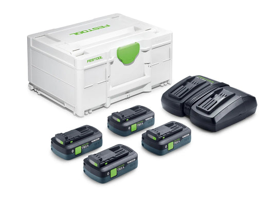 Festool 578946 Energy Set 18V 4x TBX 4 Tabless Batteries + TCL 6 DUO Charger in Systainer
