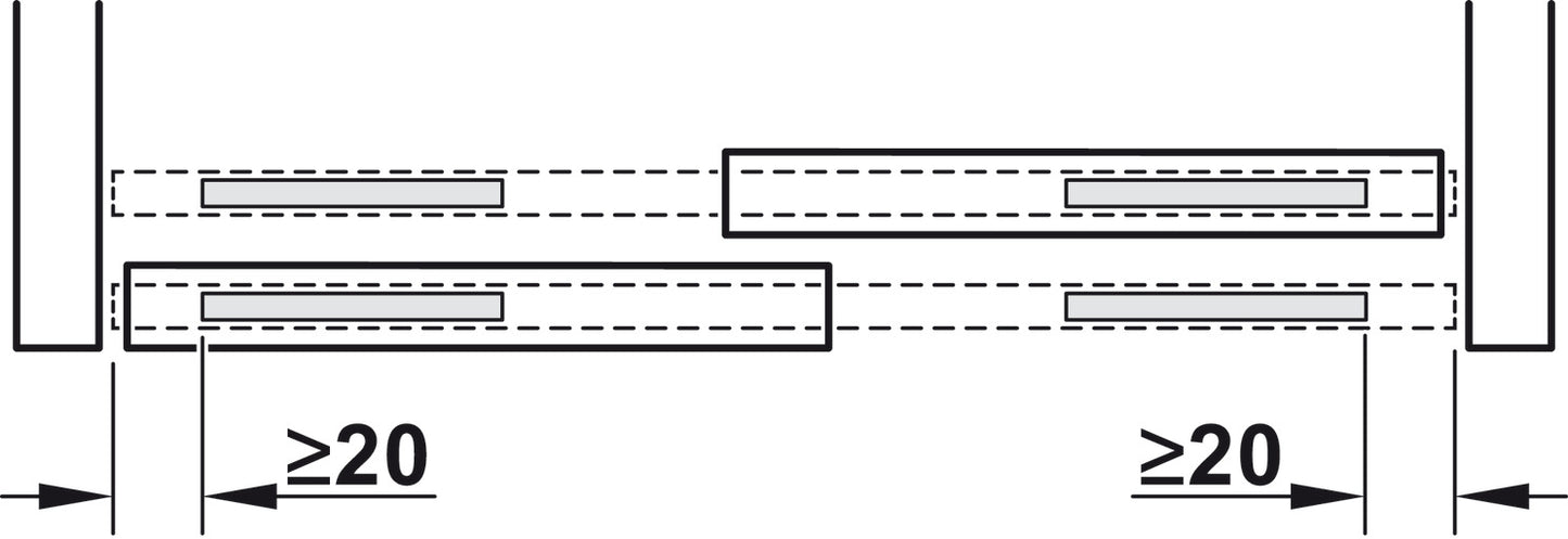 Hafele Slido F-Line18 50A Sliding Door Hardware, Two Door Set, With Soft Closing Mechanism, For Door Weight 50 kg