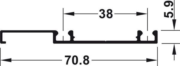 Hafele Aluminum Dual Running Track, for Hafele Slido F-Line18 50A, 2500 mm length