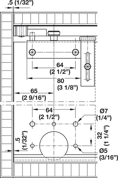 Hafele Slido F-Line15 55A Sliding Door Hardware, Two Door Set, Without Height Adjustment, For Door Weight 55 kg