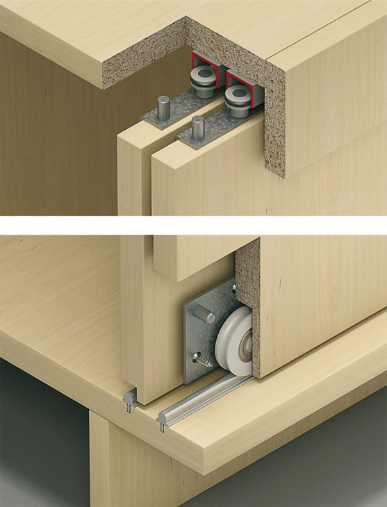 Hafele Slido F-Line15 55A Sliding Door Hardware, Three Door Set, Without Height Adjustment, For Door Weight 55 kg