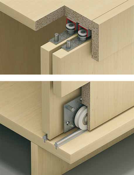 Hafele Slido F-Line15 55A Sliding Door Hardware, Three Door Set, Without Height Adjustment, For Door Weight 55 kg