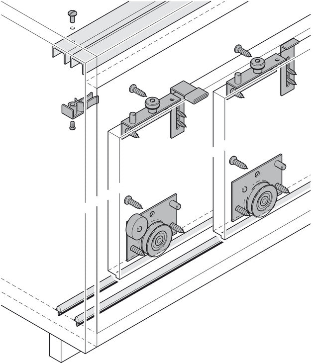 Hafele Slido F-Line15 55A Sliding Door Hardware, Three Door Set, Without Height Adjustment, For Door Weight 55 kg