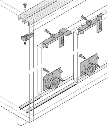 Hafele Slido F-Line15 55A Sliding Door Hardware, Three Door Set, Without Height Adjustment, For Door Weight 55 kg