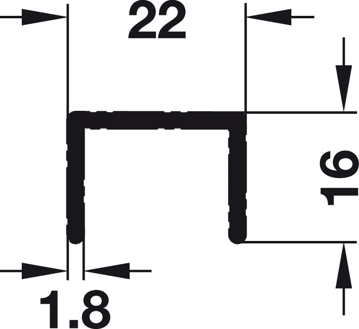 Hafele Aluminum Single Upper Guide Track, for Hafele Slido F-Line15 55A, 2500 mm Legnth