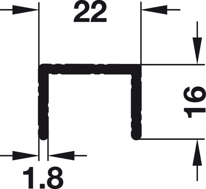 Hafele Aluminum Single Upper Guide Track, for Hafele Slido F-Line15 55A, 2500 mm Legnth