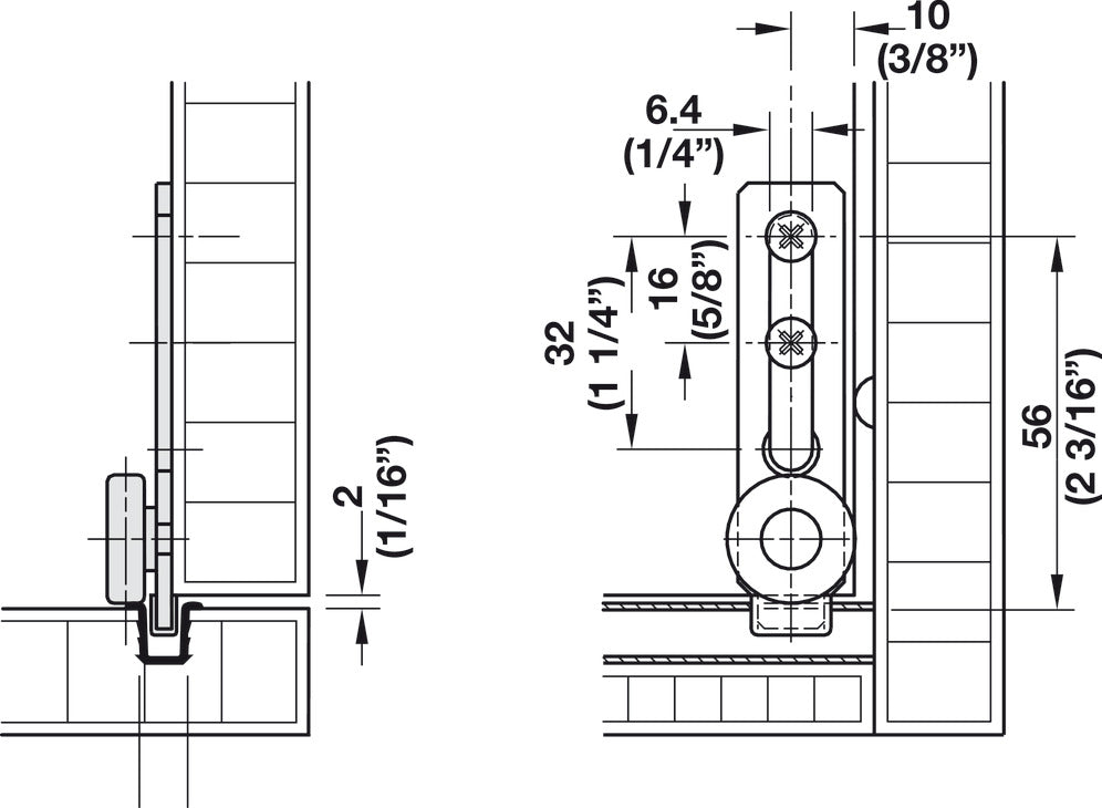 Hafele Slido F-Line19 20A Sliding Door Hardware, for door weights up to 20 kg