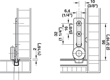Hafele Slido F-Line19 20A Sliding Door Hardware, for door weights up to 20 kg