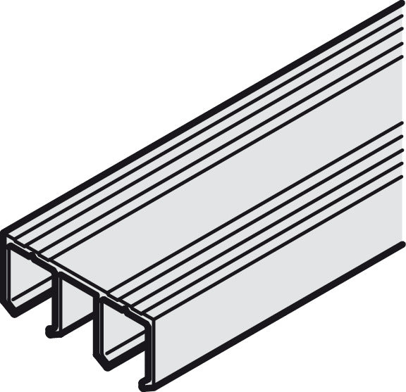 Hafele Aluminum Double Upper Running Track for Slido F-Line21 and Classic IF/MF/VF, Screw Mounting, 2500 mm Length