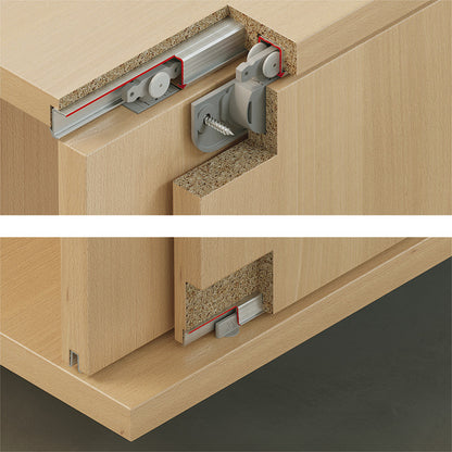 Hafele Slido F-Line21 12C Sliding Door Hardware, for door weights up to 12 kg, With soft closing mechanism on one side