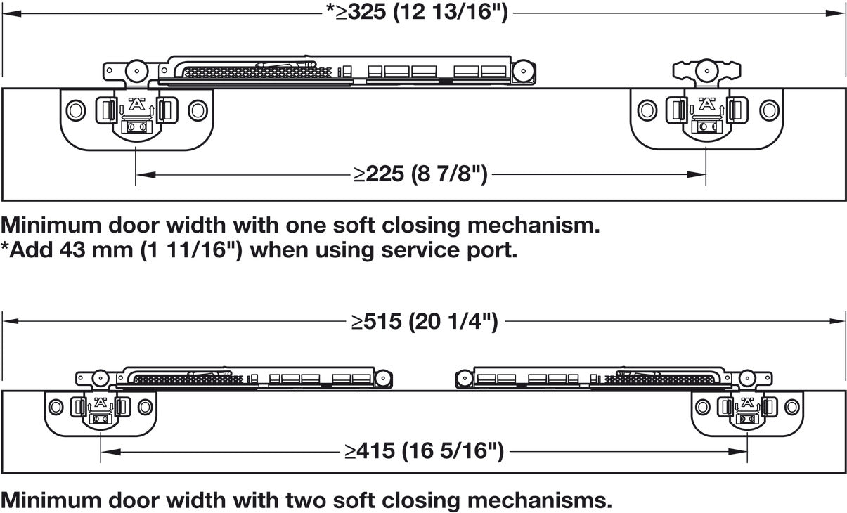 Hafele Slido F-Line21 12C Sliding Door Hardware, for door weights up to 12 kg, With soft closing mechanism on one side