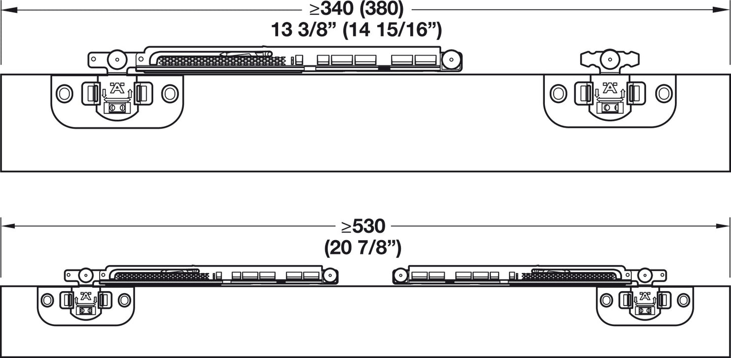 Hafele Slido F-Line21 12C Sliding Door Hardware, for door weights up to 12 kg, With soft closing mechanism on two sides