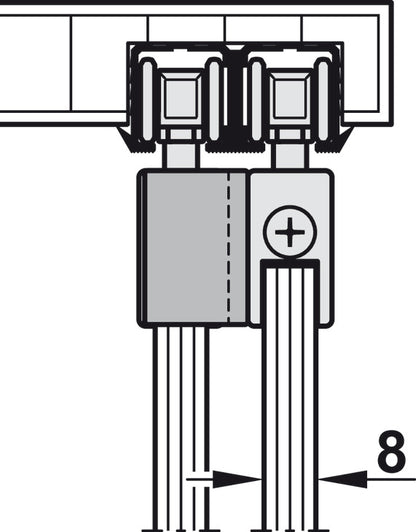 Hafele Slido F-Line21 20D Glass Door Hardware, Two Door Set,With Soft Closing Mechanism One side
