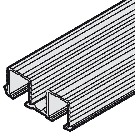Hafele Aluminum Double Upper Running Track for Slido F-Line21 and Classic IF/MF/VF, Glue/Screw Mounting, 2500 mm Length
