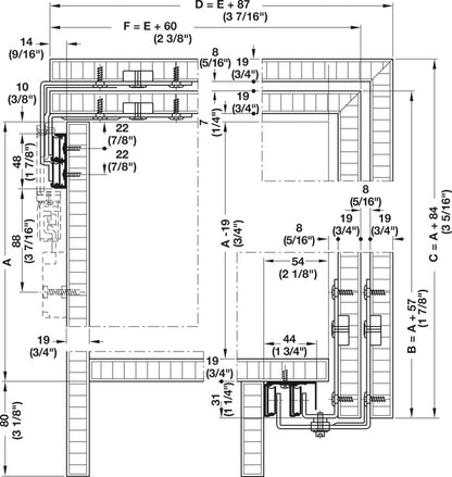 Hafele HAWA Combino L 40 Sliding Door Hardware, One Door Set