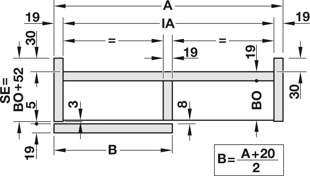 Hafele HAWA Combino L 40 Sliding Door Hardware, One Door Set