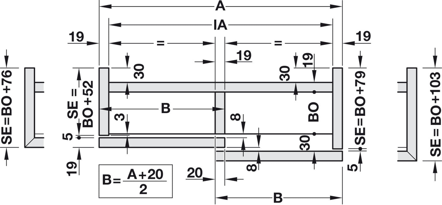Hafele HAWA Combino L 40 Sliding Door Hardware, One Door Set