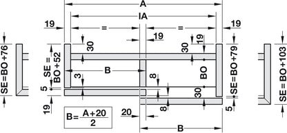 Hafele HAWA Combino L 40 Sliding Door Hardware, One Door Set