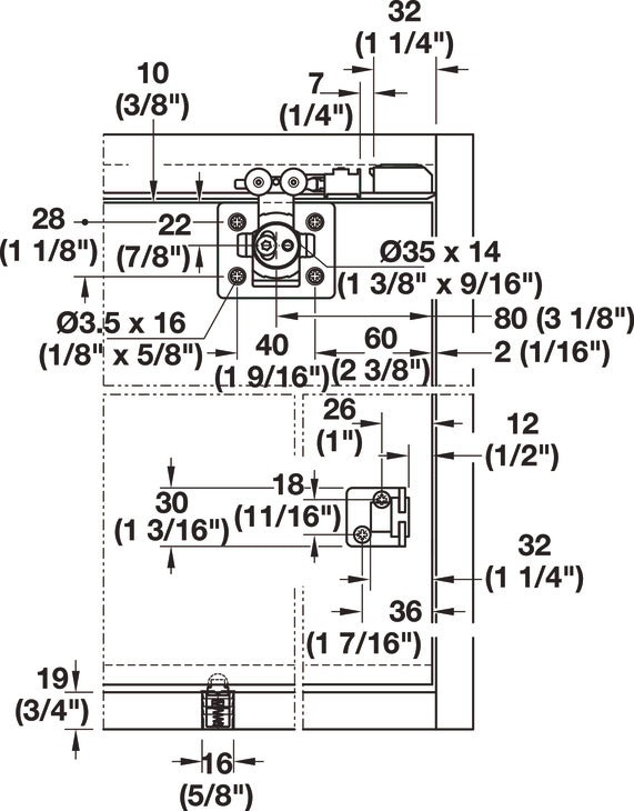Hafele HAWA Clipo 36 H IF Sliding Door Hardware, Two Door Set