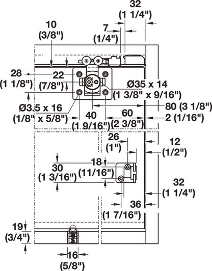 Hafele HAWA Clipo 36 H IF Sliding Door Hardware, Two Door Set