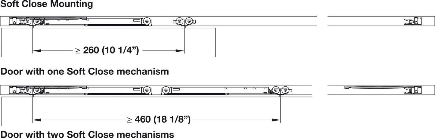Hafele HAWA Clipo 36 H IF Sliding Door Hardware, Two Door Set