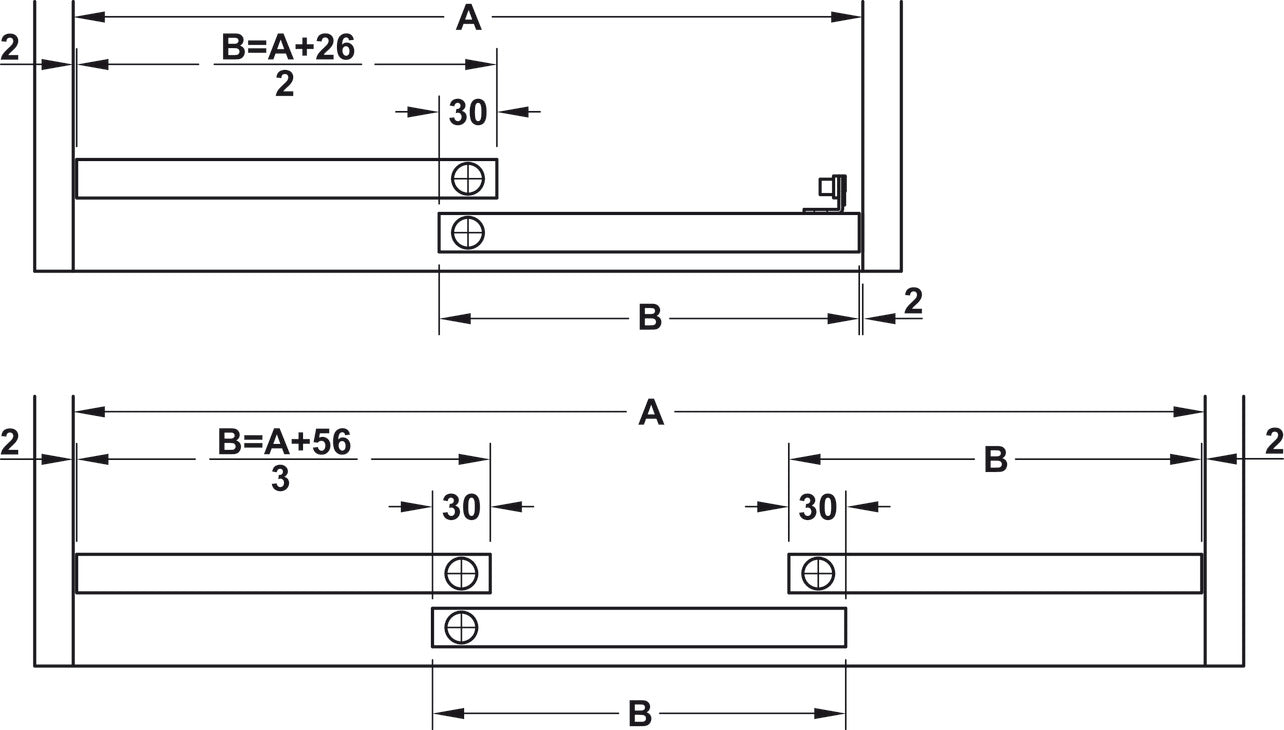 Hafele HAWA Clipo 36 H IF Sliding Door Hardware, Two Door Set