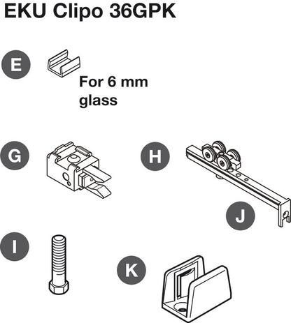 Hafele HAWA Clipo 36 GPK IF Sliding Door Hardware One Door Set, for Door Weight 36 kg (79 lbs)
