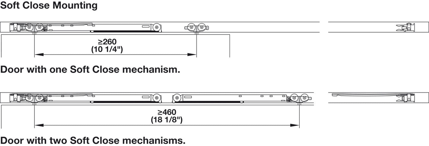 Hafele HAWA Clipo 36 GPPK IF Sliding Door Hardware One Door Set, for Door Weight 36 kg (79 lbs)