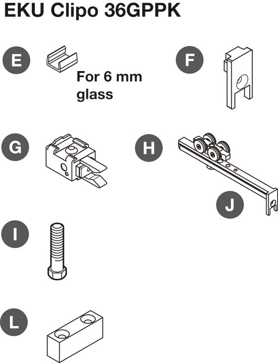 Hafele HAWA Clipo 36 GPPK IF Sliding Door Hardware One Door Set, for Door Weight 36 kg (79 lbs)