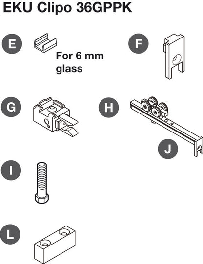 Hafele HAWA Clipo 36 GPPK IF Sliding Door Hardware One Door Set, for Door Weight 36 kg (79 lbs)